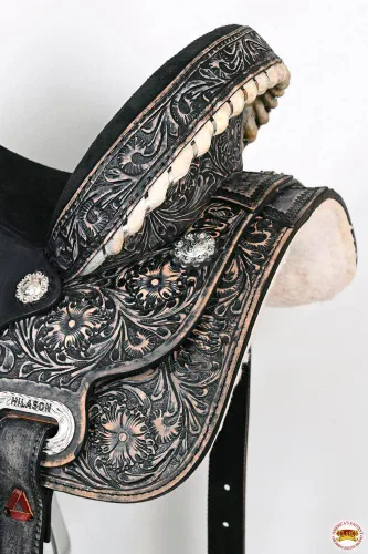Vista 7 de HILASON Flex Tree Western Horse Sillín American Leather Trail Barrel American Saddle Horse Sillín de cuero Sillín occidental Sillín