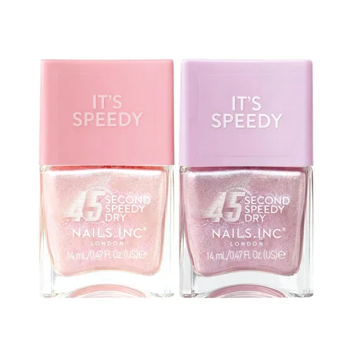 Vista 2 de Nails Inc 45 Second Speedy Gloss Main Character Moment - Esmalte de uñas dúo, secado rápido, secado rápido y rápido, alto brillo, purpurina e
