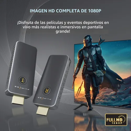 Vista 5 de Transmisor y receptor HDMI inalámbrico, salida de decodificación 4K 1080P, kit extensor inalámbrico HDMI portátil Plug&Play, soporte 5.8G/2.4G