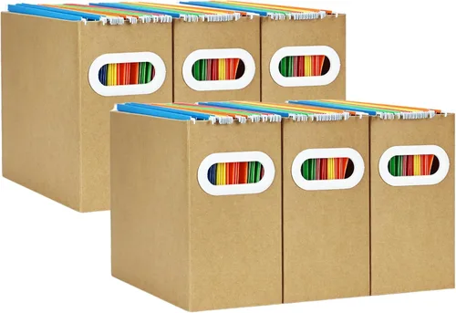 Vista 25 de Organizador de archivos colgante, organizador de carpetas de archivos de cartón para tamaño carta, caja de almacenamiento de documentos