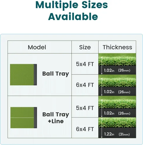 Vista 9 de Golf Hitting Mat with Ball Tray for Pro Turf Practice - 5x4/6x4 26/31mm