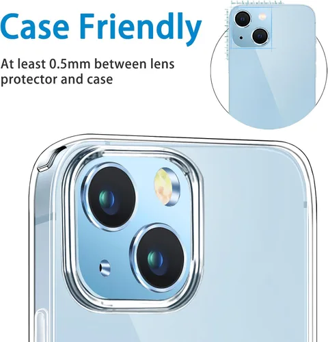 Vista 6 de Protector de lente de cámara compatible con iPhone 15 y 15 Plus, protector de pantalla de vidrio templado antiarañazos, a prueba de golpes, funda