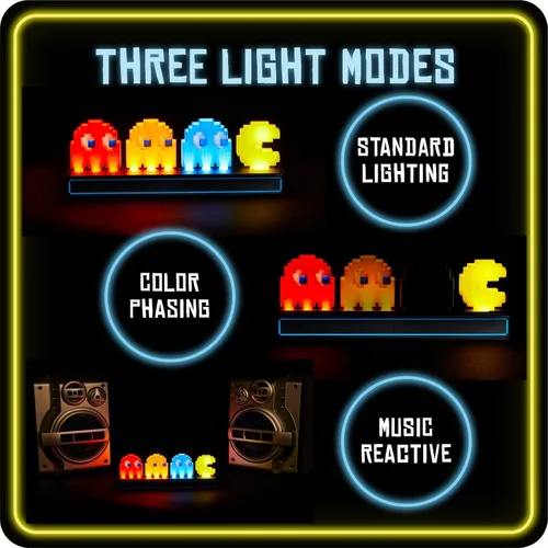 Vista 4 de Pac Man and Ghosts Light, lámpara de figura coleccionable Pac Man