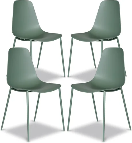 Vista 23 de Poly & BARK Isla - Juego de 4 sillas de cocina modernas, sillas de comedor de plástico con patas de metal, montaje rápido, sillas simples de café