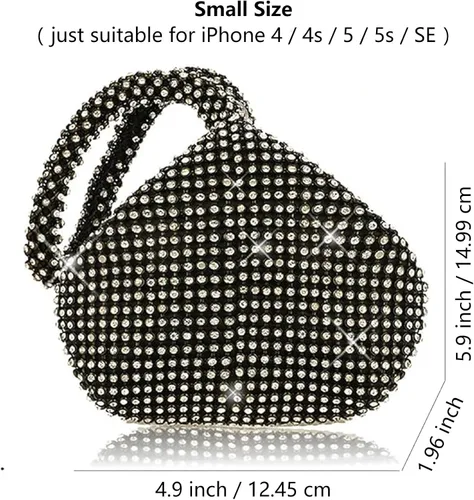 Vista 3 de Bolso de noche para mujer, con diamantes de imitación brillantes, triángulo, cadena de diseño, bolso de mano para fiesta, graduación, boda