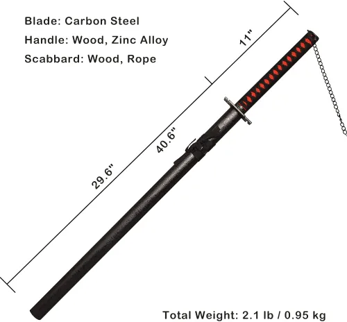 Vista 2 de Kurosaki Tensa Zangetsu Samurai Espada Katana Anime para Cosplay, Colección