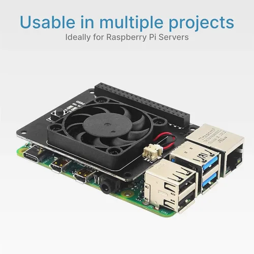 Vista 5 de Sombrero de ventilador de argón para Raspberry Pi 4 y ventilador PWM de 0.118-1.575 in, botón de encendido