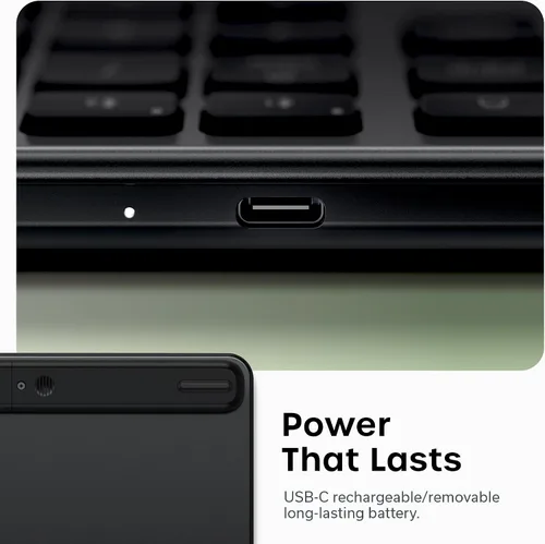 Vista 7 de Satechi Slim EX3 Teclado inalámbrico, Bluetooth y 2.4 GHz, negro espacial Full-size with numpad, instant OS key remap, rechargeable battery, for