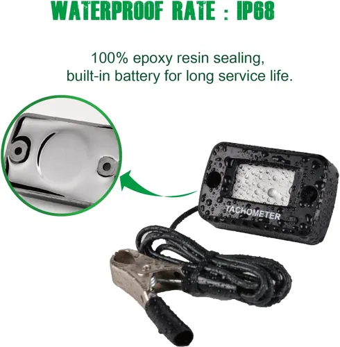 Vista 6 de Yooreal Tacómetro digital, medidor de RPM con clip para cortacésped de empuje, generador de automóvil, compresor, motosierra, motosierra