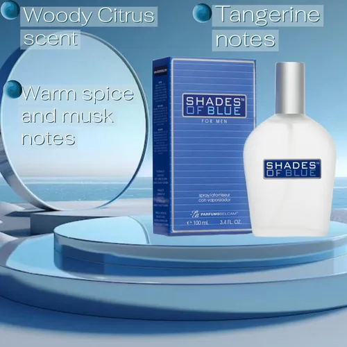 Vista 2 de PB ParfumsBelcam Shades of Blue Eau de Toilette en espray para hombres – Colonia de cítricos frescos y madera con mandarina, especias cálidas