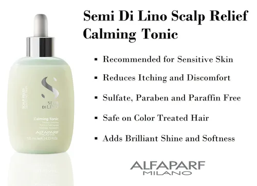 Vista 5 de Alfaparf Milano Semi Di Lino - Tónico calmante para el alivio del cuero cabelludo para pieles sensibles, efecto calmante inmediato, calma, aporta