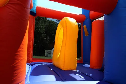 Vista 6 de Castillo inflable de grado comercial de 16 x 12 pies, (PVC resistente), (soplador de 1100 W) - 2 toboganes, hoyo de bolas, aro de baloncesto, casa