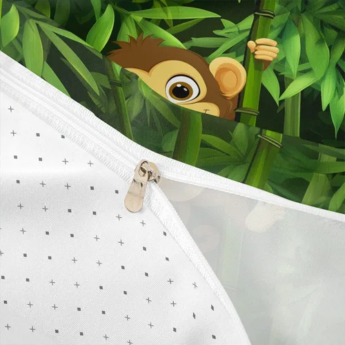 Vista 6 de Erosebridal Juego de funda de edredón con diseño de hojas y mono para niños, funda de edredón de animales divertidos, tamaño individual para niños
