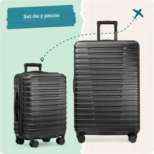 Vista 5 de U.S. Traveler Boren - Maleta de viaje extensible rígida con 8 ruedas giratorias, color negro, juego de 2 piezas