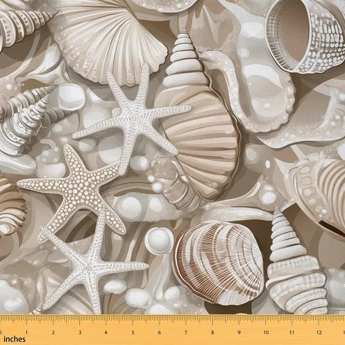 Vista 9 de jejeloiu The Yard, tela de tapicería de concha de mar de playa para sillas, tela decorativa impermeable para exteriores, 1 yarda, turquesa tostado