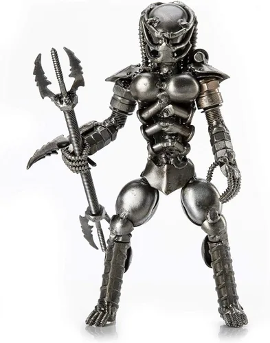 Vista 10 de KALIFANO Mini escultura de metal reciclado inspirada en xenomorfos hecha a mano con chatarra, arte de acero inspirado en alienígenas contra