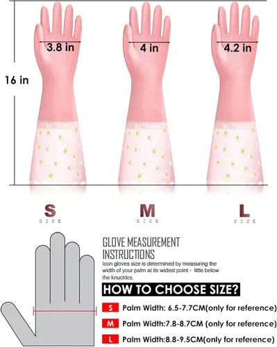 Vista 7 de KAQ Guantes de lavado de platos, 3 pares de guantes de goma antideslizantes reutilizables para cocina, jardinería, hogar Pequeño