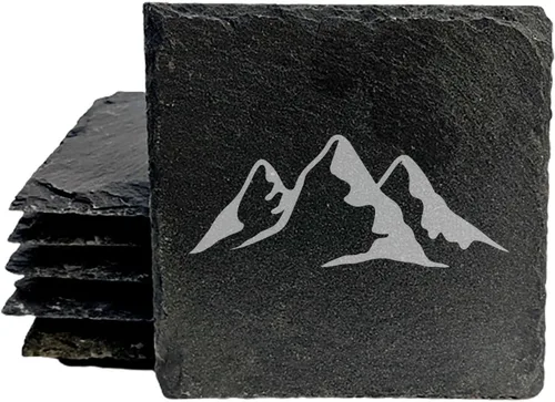 Vista 29 de Mountain Majesty - Posavasos de pizarra con impresionante diseño de escena de montaña, perfectos para decoración del hogar y la oficina y protección