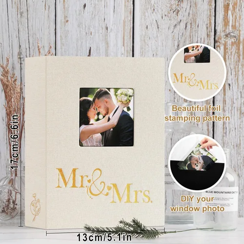 Vista 2 de Lanpn Álbum de fotos de boda de 4 x 6 pulgadas, 2 paquetes, cada paquete tiene capacidad para 50 imágenes, mini álbumes de fotos de boda