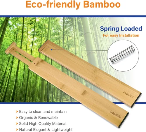 Vista 8 de Separadores de cajones de bambú ajustables para ropa, utensilios de cocina, escritorios de oficina, accesorios de baño, calcetines y ropa