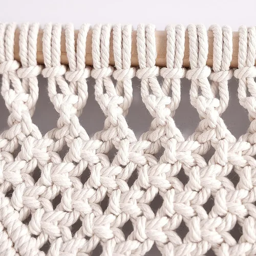 Vista 5 de Cortinas de macramé para decoración de pared, macramé para colgar en la pared, 79 x 35 pulgadas, 1 panel Handmade, Cotton, Bohemian Style, For