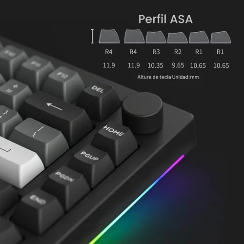 Vista 4 de Akko 5075B Plus Teclado Mecánico 75% RGB Intercambiable en Caliente con Crema de Teclado con Perilla, Tema Negro y Plateado con Teclas PBT de Perfil