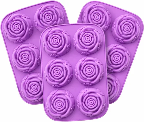 Vista 8 de Juego de moldes de jabón de rosas grandes (paquete de 3), molde de silicona para hacer jabón hecho a mano, velas, chocolate, hornear y manualidades