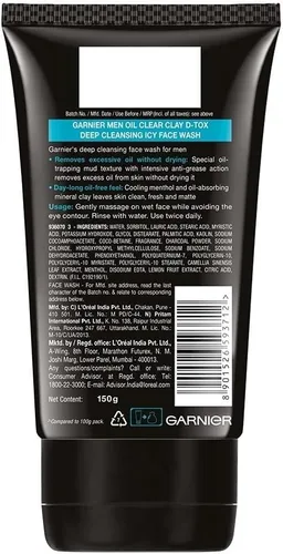 Vista 9 de Garnier Lavado facial transparente al aceite para hombre, 3.53 oz 3.53 oz