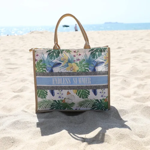 Vista 73 de Bolso grande de paja para mujer, tejido de ratán, bolso de playa de verano, a rayas