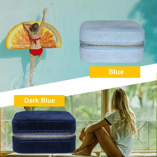 Vista 7 de Joyero de terciopelo de viaje con espejo, mini estuche de regalo para mujeres y niñas, pequeñas cajas organizadoras portátiles para anillos, aretes