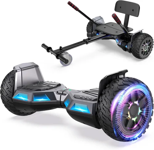Vista 10 de SISIGAD Scooter de autoequilibrio con Bluetooth y ruedas LED de 6.5", para mayores de 6 años 02-Blanco