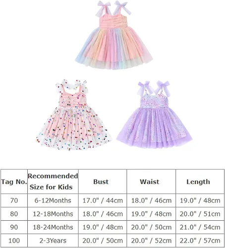 Vista 6 de IMEKIS Toddler Baby Girl First Birthday Outfit Princess Dress Shiny Rainbow Cake Smash Photo Shoot