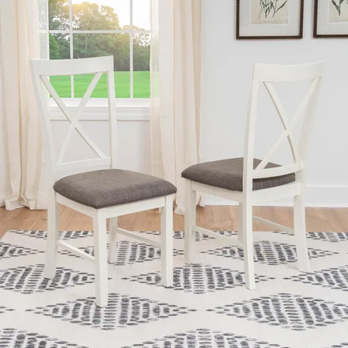 Vista 2 de Powell Muebles Jane Side, Silla de comedor blanca antigua