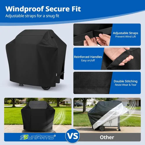 Vista 5 de SunPatio - Funda para parrilla de 50 pulgadas, cubierta de gas para barbacoa resistente al agua para exteriores, resistente a los rayos UV y a