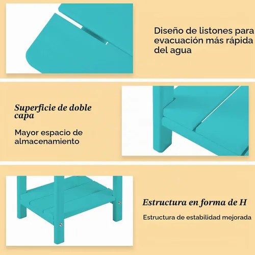 Vista 4 de Apolimi Mesa auxiliar de patio Adirondack, mesa auxiliar de patio resistente a la intemperie de 2 niveles, mesa auxiliar sólida de 16.5" para patio