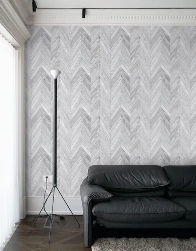Vista 7 de Ismoon 15.6" x 118" Papel pintado de madera blanca en espiga de 15.6 x 118 pulgadas, papel de contacto de madera blanca gris, vinilo autoadhesivo