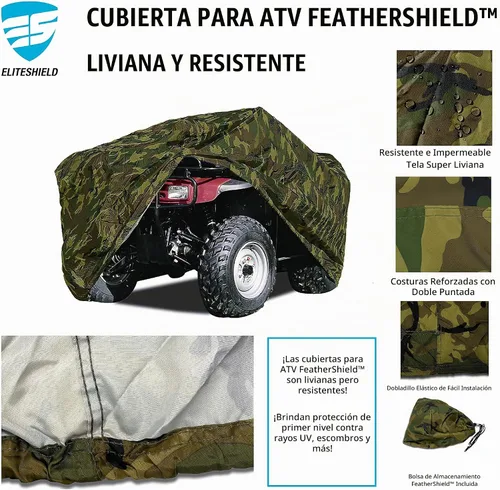 Vista 2 de EliteShield Cubierta ligera para ATV, cubierta cuadra resistente al clima, cubierta para cuatro ruedas resistente al agua y al viento, cubierta