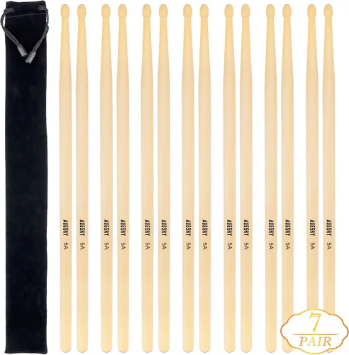 Vista 8 de AUGSHY 3 pares de baquetas de madera 5A para niños, baquetas de arce