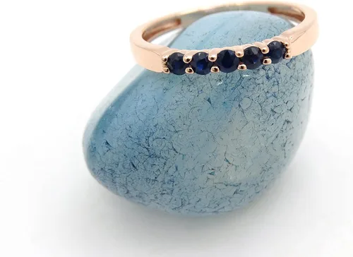 Vista 37 de Dazzlingrock Collection Anillo de boda redondo de 5 piedras preciosas o diamantes para mujer en oro macizo de 10 K/14 K/18 K