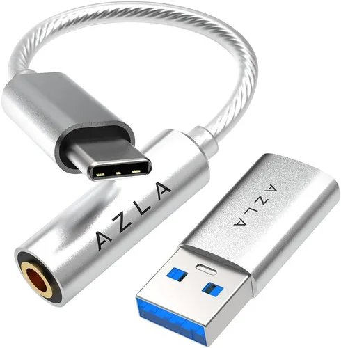 Vista 10 de AZLA A100 Smart DAC – Adaptador de audio USB C a 0.138 in, adaptador auxiliar a USB C para iPhone 16, Samsung Galaxy S23, Pixel, iPad Pro