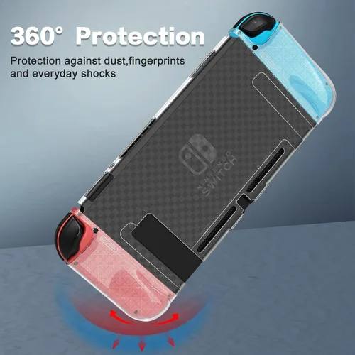 Vista 5 de HEYSTOP Funda compatible con Nintendo Switch, funda protectora de TPU suave acoplable para Nintendo Switch con protector de pantalla de vidrio
