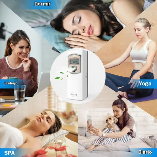 Vista 2 de SVAVO Dispensador Automático de Fragancia LCD - Dispensador de Aire Fresco Automático Programable en Aerosol, Montaje en Pared/Independiente, ABS