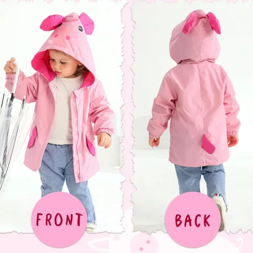 Vista 2 de YOUNGER TREE Impermeable de pato para bebé niño y niña, con capucha y cremallera