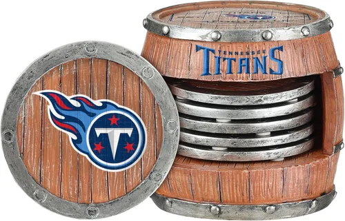 Vista 10 de FOCO NFL Team Logo 5-Pack Barrel Beverage Drink Coaster Set