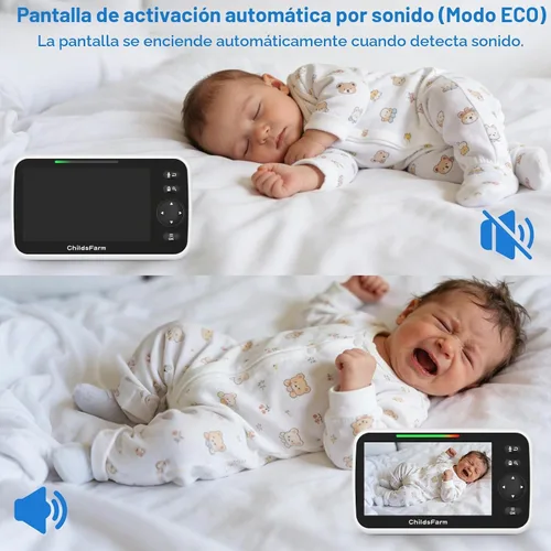 Vista 5 de ChildsFarm Monitor de bebé sin WiFi con cámara y audio, pantalla de video