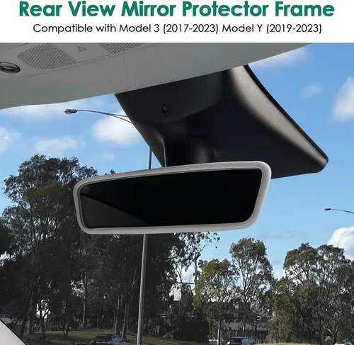 Vista 5 de Marco Protector de Espejo Retrovisor Compatible con Modelo 3 Y X S Semi 2014-2024 Cubierta de Espejo Retrovisor Interior Accesorios Decoraciones