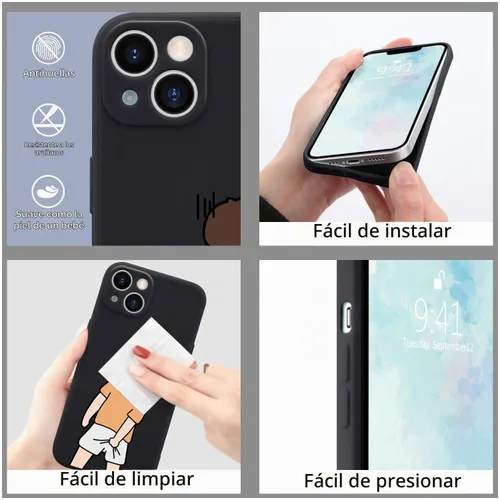 Vista 4 de Funda Graciosa de Chico para iPhone 11, Funda Líquida de Silicona de Gel Suave de Caucho Mate con Forro de Microfibra, Funda Protectora Divertida