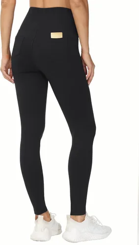 Vista 4 de THE GYM PEOPLE Leggings casuales de yoga para mujer, cintura alta, control de abdomen, pantalones de entrenamiento con 4 bolsillos