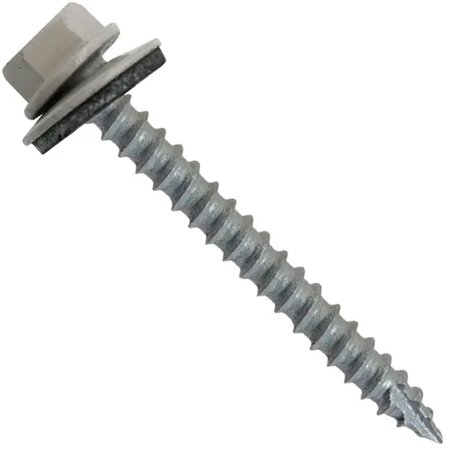 Vista 225 de TORNILLOS PARA TECHOS DE METAL #14: (250) Tornillos x 1" ABC GRIS Tornillo para techo de chapa metálica con cabeza hexagonal y arandela.