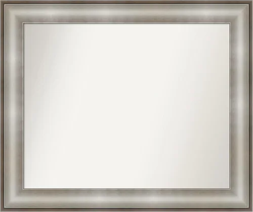Vista 44 de Amanti Art Espejo de baño plateado para sobre el fregadero, 28 x 37 pulgadas, elegante espejo rectangular de peltre cepillado, marco de madera
